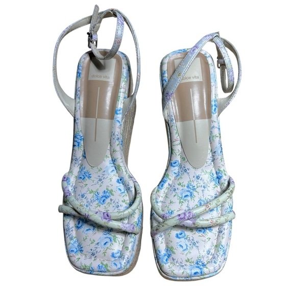 Dolce Vita Blue Floral Elvia Strappy Platform Wedge Sandals Womens 9.5 - Picture 3 of 8